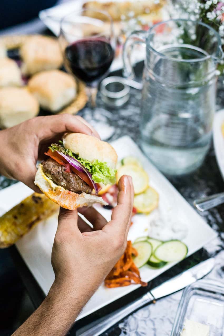 Harissa Butter Stuffed Lamb Burgers